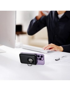 Trådlös powerbank 10000mAh Joyroom JR-W050 20W MagSafe med ring och stativ - svart