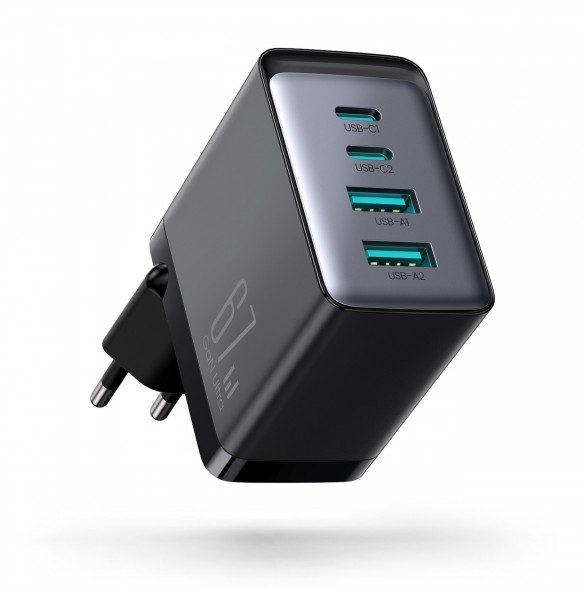 Joyroom laddare GaN 67W 4 portar (2x USB, 2x USB C) svart (TCG02) + kabel USB C - USB C 100W 1,2m