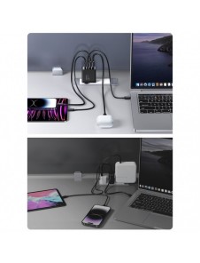 Joyroom laddare GaN 67W 4 portar (2x USB, 2x USB C) svart (TCG02) + kabel USB C - USB C 100W 1,2m