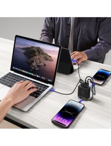 Joyroom laddare GaN 67W 4 portar (2x USB, 2x USB C) svart (TCG02) + kabel USB C - USB C 100W 1,2m