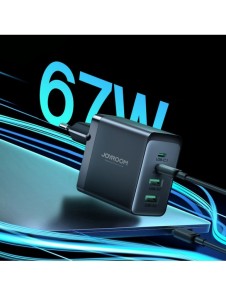 Joyroom laddare GaN 67W 4 portar (2x USB, 2x USB C) svart (TCG02) + kabel USB C - USB C 100W 1,2m