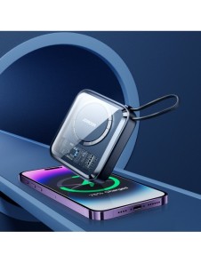 Joyroom induktionsströmbank 10000mAh Icy Series 22,5W med inbyggd Lightning-kabel svart (JR-L007)