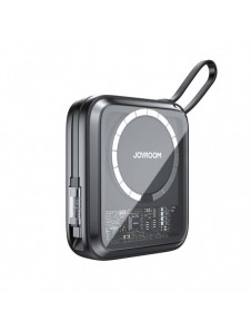 Joyroom induktionsströmbank 10000mAh Icy Series 22,5W med inbyggd USB C-kabel svart (JR-L006)