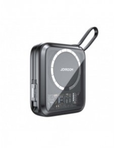 Joyroom induktionsströmbank 10000mAh Icy Series 22,5W med inbyggd USB C-kabel svart (JR-L006)