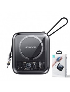 Joyroom induktionsströmbank 10000mAh Icy Series 22,5W med inbyggd USB C-kabel svart (JR-L006)