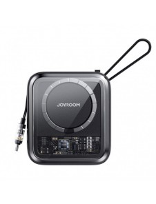 Joyroom induktionsströmbank 10000mAh Icy Series 22,5W med inbyggd USB C-kabel svart (JR-L006)