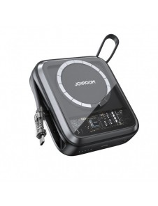 Joyroom induktionsströmbank 10000mAh Icy Series 22,5W med inbyggd USB C-kabel svart (JR-L006)