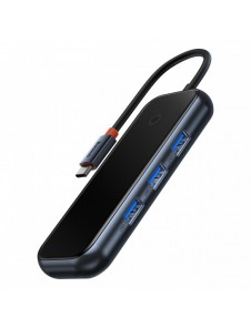 Baseus AcmeJoy HUB 4-portar (USB-C till 1x USB-C PD&Data/3x USB3.0) mörkgrå (WKJZ010013)