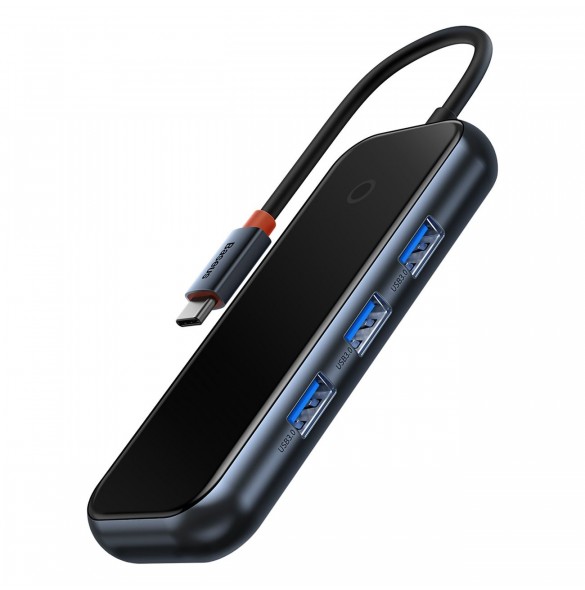 Baseus AcmeJoy HUB 4-portar (USB-C till 1x USB-C PD&Data/3x USB3.0) mörkgrå (WKJZ010013)