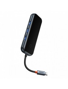 Baseus AcmeJoy HUB 4-portar (USB-C till 1x USB-C PD&Data/3x USB3.0) mörkgrå (WKJZ010013)