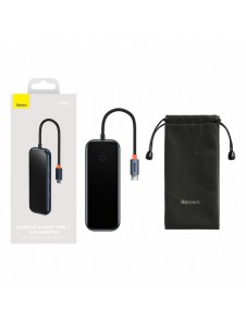 Baseus AcmeJoy HUB 4-portar (USB-C till 1x USB-C PD&Data/3x USB3.0) mörkgrå (WKJZ010013)