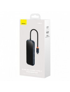 Baseus AcmeJoy HUB 4-portar (USB-C till 1x USB-C PD&Data/3x USB3.0) mörkgrå (WKJZ010013)