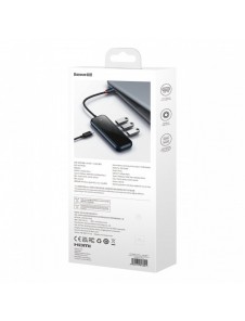 Baseus AcmeJoy HUB 4-portar (USB-C till 1x USB-C PD&Data/3x USB3.0) mörkgrå (WKJZ010013)