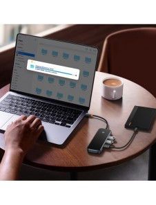 Baseus AcmeJoy HUB 4-portar (USB-C till 1x USB-C PD&Data/3x USB3.0) mörkgrå (WKJZ010013)