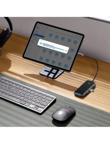 Baseus AcmeJoy HUB 4-portar (USB-C till 1x USB-C PD&Data/3x USB3.0) mörkgrå (WKJZ010013)