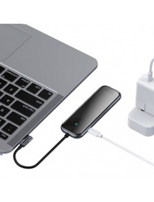 Baseus-adapter HUB USB Typ C till 3x USB 3.0 / HDMI 4K / RJ45 / USB Typ C PD-adapter för MacBook / PC grå (CAHUB-DZ0G)