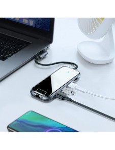 Baseus-adapter HUB USB Typ C till 3x USB 3.0 / HDMI 4K / RJ45 / USB Typ C PD-adapter för MacBook / PC grå (CAHUB-DZ0G)