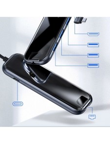 Baseus-adapter HUB USB Typ C till 3x USB 3.0 / HDMI 4K / RJ45 / USB Typ C PD-adapter för MacBook / PC grå (CAHUB-DZ0G)