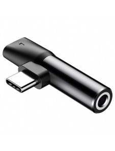 Baseus Audio Converter L41-adapter från USB-C till USB-C-port + 3,5 mm hörlursuttag svart (CATL41-01)