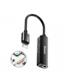 Baseus Audio Converter L52-adapter Lightning till 2x Lightning + minijack 3,5 mm svart (CALL52-01)