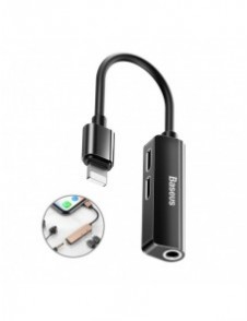 Baseus Audio Converter L52-adapter Lightning till 2x Lightning + minijack 3,5 mm svart (CALL52-01)