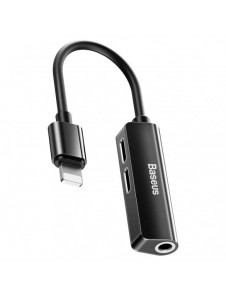 Baseus Audio Converter L52-adapter Lightning till 2x Lightning + minijack 3,5 mm svart (CALL52-01)