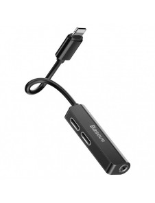Baseus Audio Converter L52-adapter Lightning till 2x Lightning + minijack 3,5 mm svart (CALL52-01)