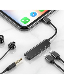 Baseus Audio Converter L52-adapter Lightning till 2x Lightning + minijack 3,5 mm svart (CALL52-01)