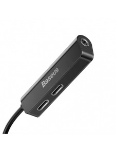 Baseus Audio Converter L52-adapter Lightning till 2x Lightning + minijack 3,5 mm svart (CALL52-01)