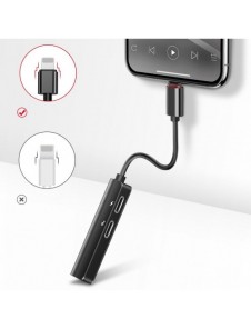Baseus Audio Converter L52-adapter Lightning till 2x Lightning + minijack 3,5 mm svart (CALL52-01)