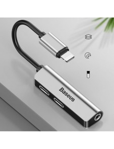 Baseus Audio Converter L52-adapter Lightning till 2x Lightning + minijack 3,5 mm svart (CALL52-01)