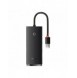 Baseus Lite Series HUB 4-portar (USB-A till 4xUSB-A 3.0) 0,25 m svart (WKQX030001)
