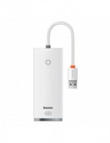 Baseus Lite-serien multifunktionell HUB 4in1 USB - 4x USB 3.2 gen. 1 25 cm vit (WKQX030002)