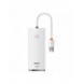 Baseus Lite-serien multifunktionell HUB 4in1 USB - 4x USB 3.2 gen. 1 25 cm vit (WKQX030002)