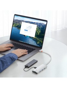 Baseus Lite-serien multifunktionell HUB 4in1 USB - 4x USB 3.2 gen. 1 25 cm vit (WKQX030002)