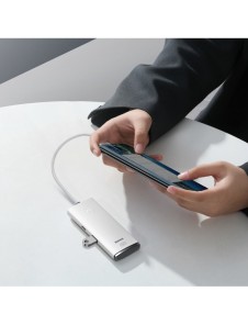 Baseus Lite-serien multifunktionell HUB 4in1 USB - 4x USB 3.2 gen. 1 25 cm vit (WKQX030002)