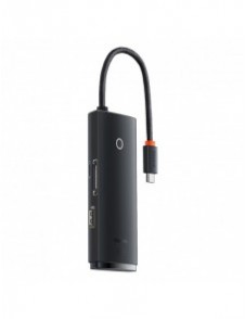 Baseus Lite-serien multifunktionell HUB USB Typ C - 2 x USB 3.0 / USB Typ C / HDMI 1,4 / SD / TF svart (WKQX050001)