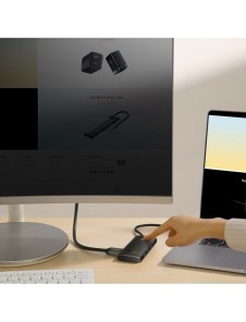 Baseus Lite-serien multifunktionell HUB USB Typ C - 2 x USB 3.0 / USB Typ C / HDMI 1,4 / SD / TF svart (WKQX050001)