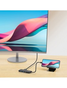 Baseus Lite-serien multifunktionell HUB USB Typ C - 2 x USB 3.0 / USB Typ C / HDMI 1,4 / SD / TF svart (WKQX050001)