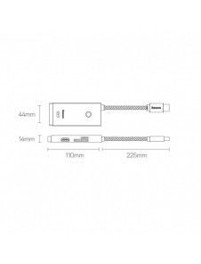 Baseus Lite-serien multifunktionell HUB USB Typ C - 2 x USB 3.0 / USB Typ C / HDMI 1,4 / SD / TF svart (WKQX050001)