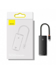 Baseus Lite-serien multifunktionell HUB USB Typ C - 2 x USB 3.0 / USB Typ C / HDMI 1,4 / SD / TF svart (WKQX050001)