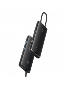 Baseus Lite-serien multifunktionell HUB USB Typ C - 2 x USB 3.0 / USB Typ C PD / HDMI 1,4 / SD / TF svart (WKQX050101)