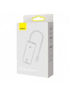 Baseus Lite-serien multifunktionell HUB USB Typ C - 2 x USB 3.0 / USB Typ C PD / HDMI 1,4 / SD / TF svart (WKQX050101)