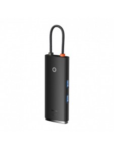 Baseus Lite-serien multifunktionell HUB USB Typ C - 2 x USB 3.0 / USB Typ C PD / HDMI 1,4 / SD / TF svart (WKQX050101)