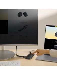 Baseus Lite-serien multifunktionell HUB USB Typ C - 2 x USB 3.0 / USB Typ C PD / HDMI 1,4 / SD / TF svart (WKQX050101)