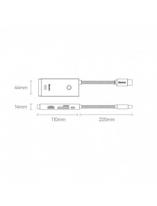 Baseus Lite-serien multifunktionell HUB USB Typ C - 2 x USB 3.0 / USB Typ C PD / HDMI 1,4 / SD / TF svart (WKQX050101)
