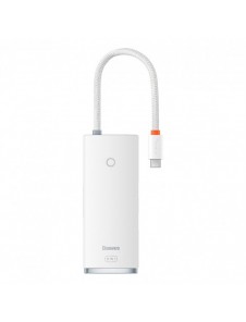 Baseus Lite-serien multifunktionell HUB USB Typ C - 2 x USB 3.0 / USB Typ C PD / HDMI 1,4 / SD / TF vit (WKQX050102)