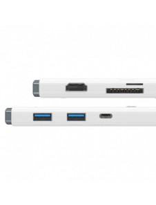 Baseus Lite-serien multifunktionell HUB USB Typ C - 2 x USB 3.0 / USB Typ C PD / HDMI 1,4 / SD / TF vit (WKQX050102)