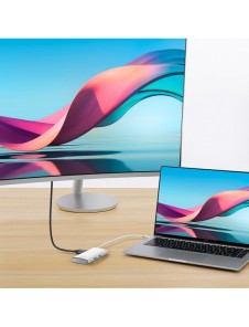 Baseus Lite-serien multifunktionell HUB USB Typ C - 2 x USB 3.0 / USB Typ C PD / HDMI 1,4 / SD / TF vit (WKQX050102)