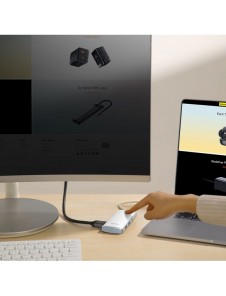 Baseus Lite-serien multifunktionell HUB USB Typ C - 2 x USB 3.0 / USB Typ C PD / HDMI 1,4 / SD / TF vit (WKQX050102)